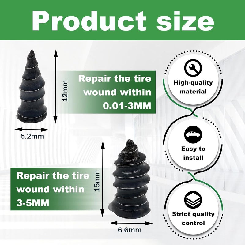 LTDCVTR 40Pcs Tire Repair Rubber Nail, Spiral Rubber Nails & Screw Plugs Tire Repair Kit Self-Service Vacuum Tire Puncture Repair Tool for Car, Motorcycle, Truck, Tractor, Jp -Reliable Tire Repair - Image 2
